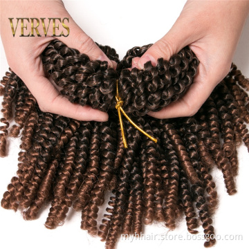 Synthetic Braiding Hair Synthetic Wholesale 8 inch Ombre Spring Twist Bounce Crochet Braids Spring Twist Hair Black